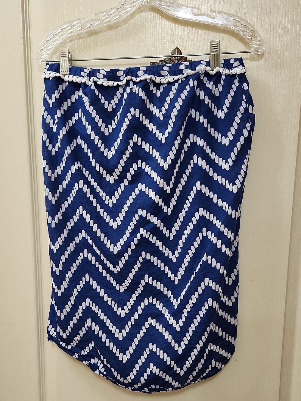 MUD PIE NAVY BLUE & WHITE ZIGZAG 'ALLISON' STRAPLESS COVER-UP